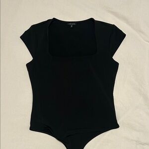 Dynamite Black Square Neck Cap Sleeve Bodysuit